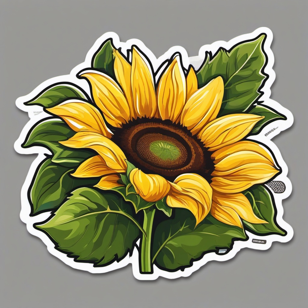 Sunflower sticker- Bright and cheerful, , sticker vector art, minimalist design