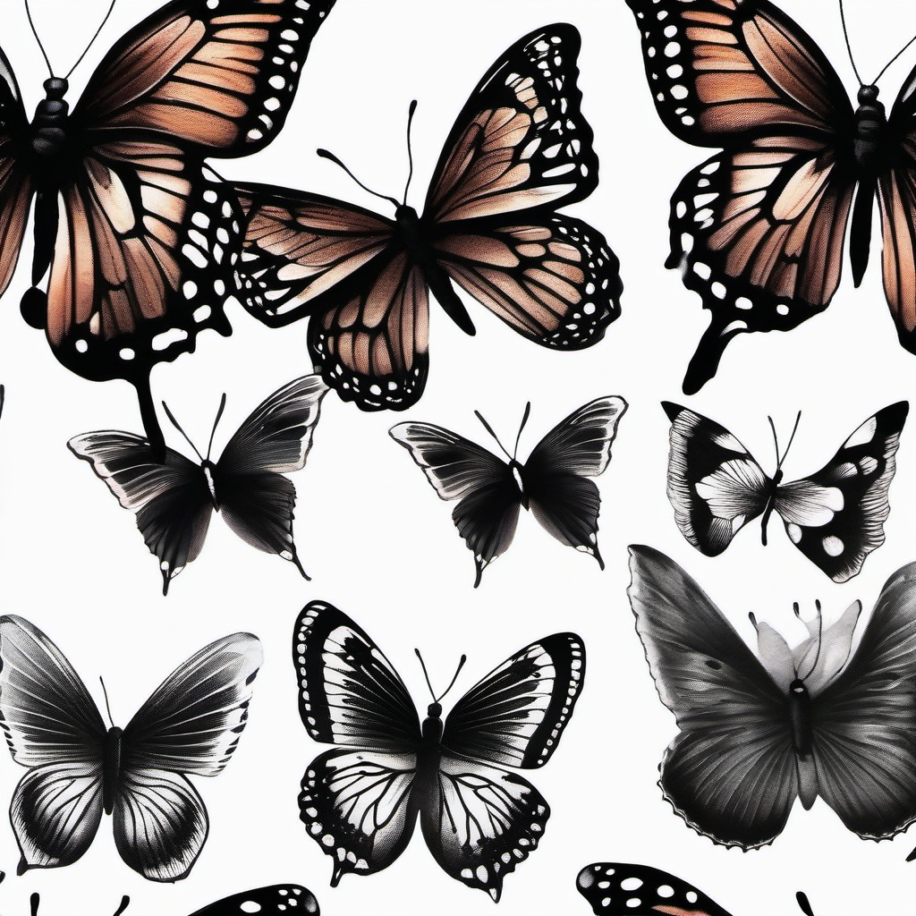 butterfly tattoo black  simple color tattoo,white background,minimal