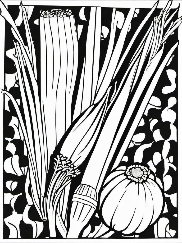 Vegetable Coloring Pages - Leeks with long green stalks  simple coloring pages