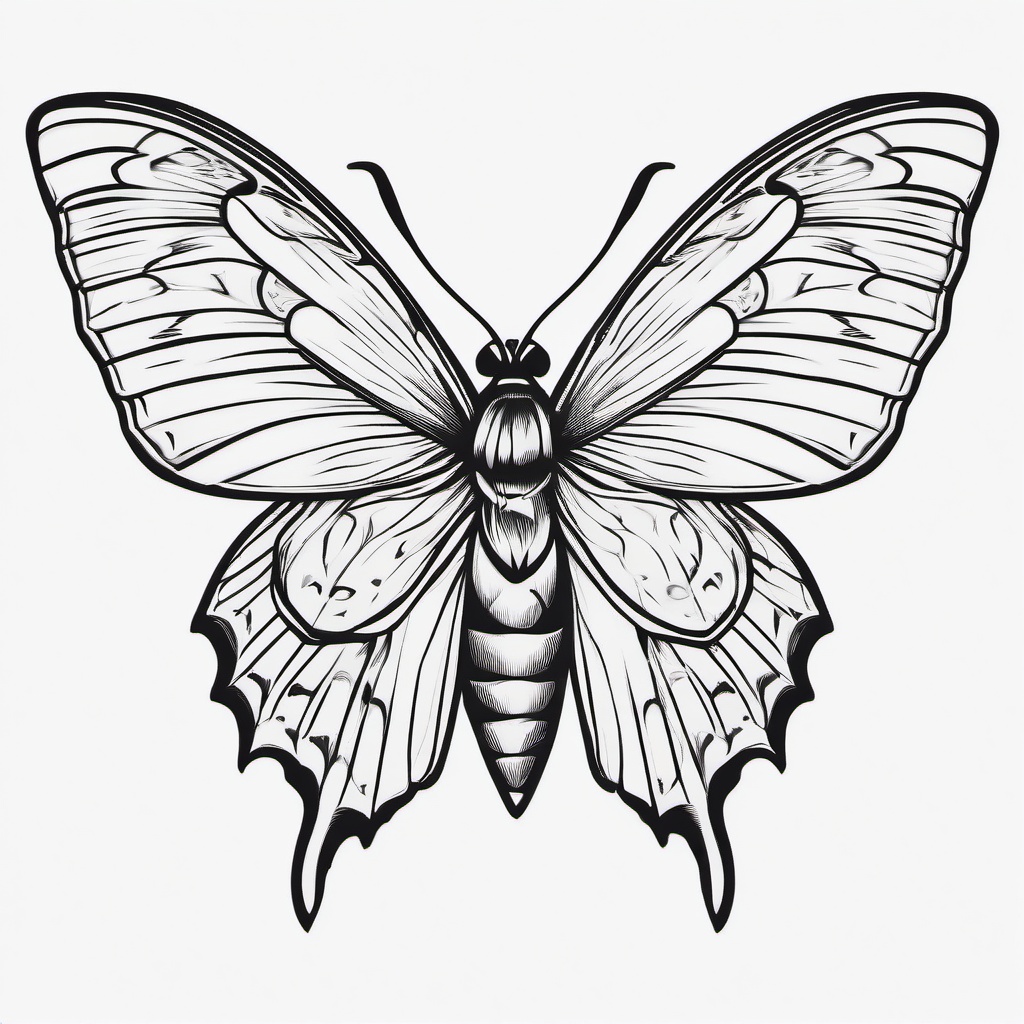 Moth and Butterfly Tattoo - Combination of a moth and butterfly in a tattoo.  simple vector tattoo,minimalist,white background