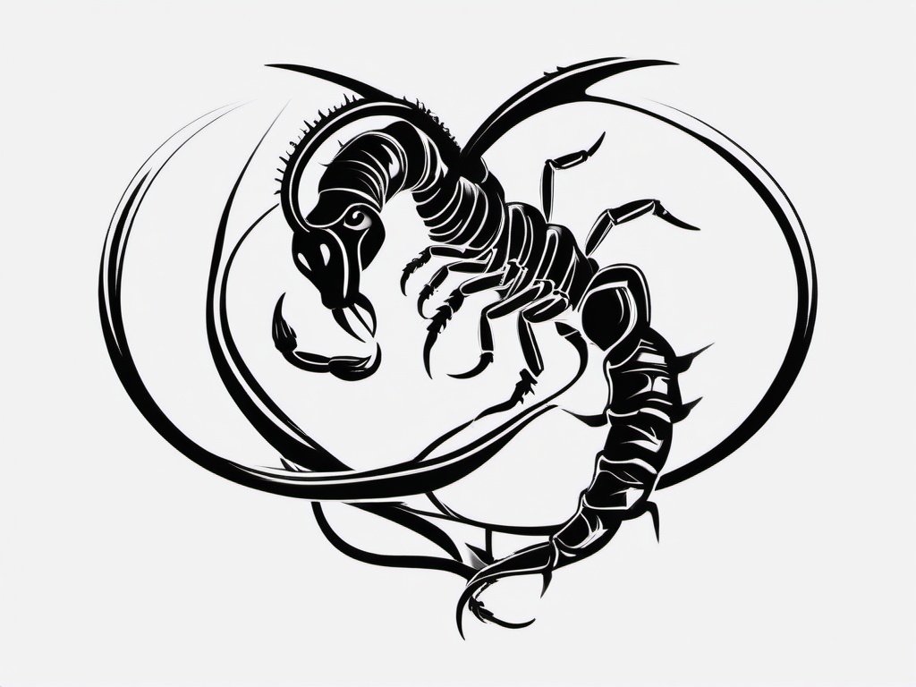 Heart Scorpion Tattoo - Symbolize love and passion with a scorpion tattoo creatively shaped into a heart design.  simple vector color tattoo,minimal,white background