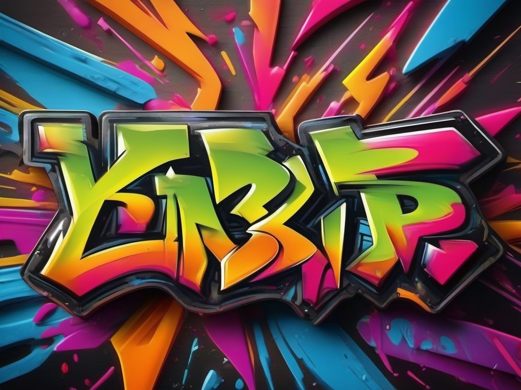 Graffiti tags in bold, oversized letters with a rebellious spirit top view, product photoshoot realistic background, hyper detail, high resolution