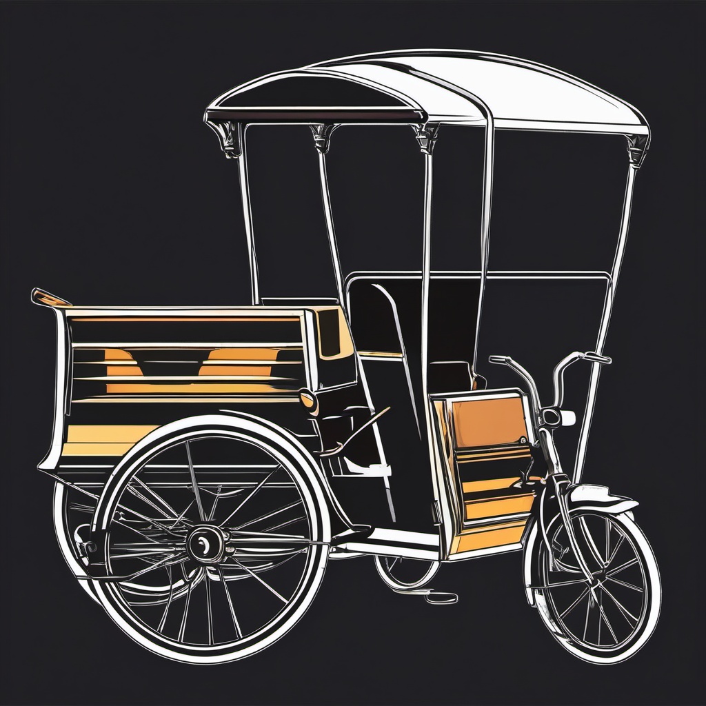 Rickshaw Clipart - A traditional rickshaw for unique transportation.  transport, color vector clipart, minimal style