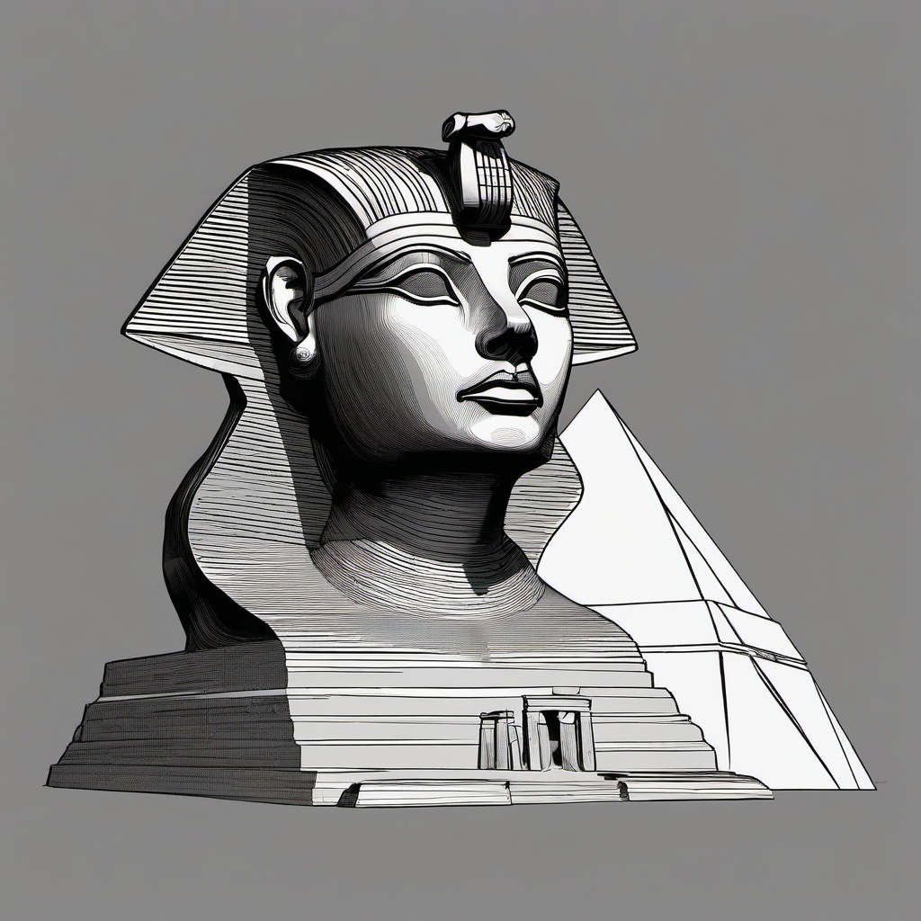 drawing of sphinx  minimal rough scribbles,doodles,black and white