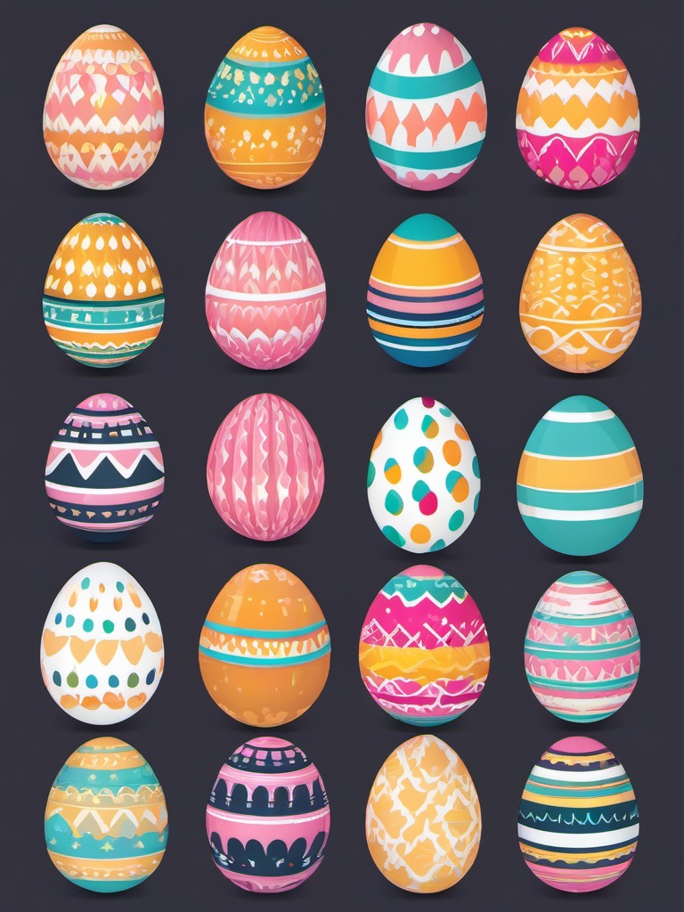 Egg clipart - Easter eggs with colorful patterns  color,minimalist,vector clipart