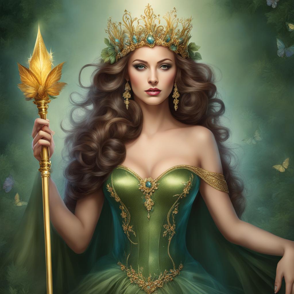 faerie queen clipart - a majestic faerie queen with a crown and scepter. 