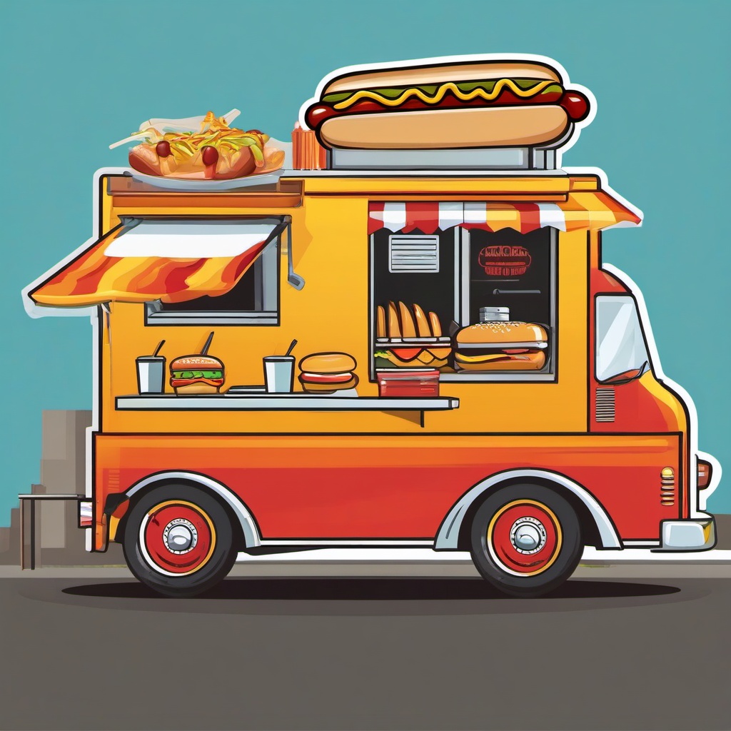 Hot Dog clipart - hot dog in a food truck  clipart