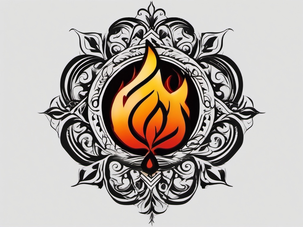 fire symbol tattoo  simple color tattoo,white background