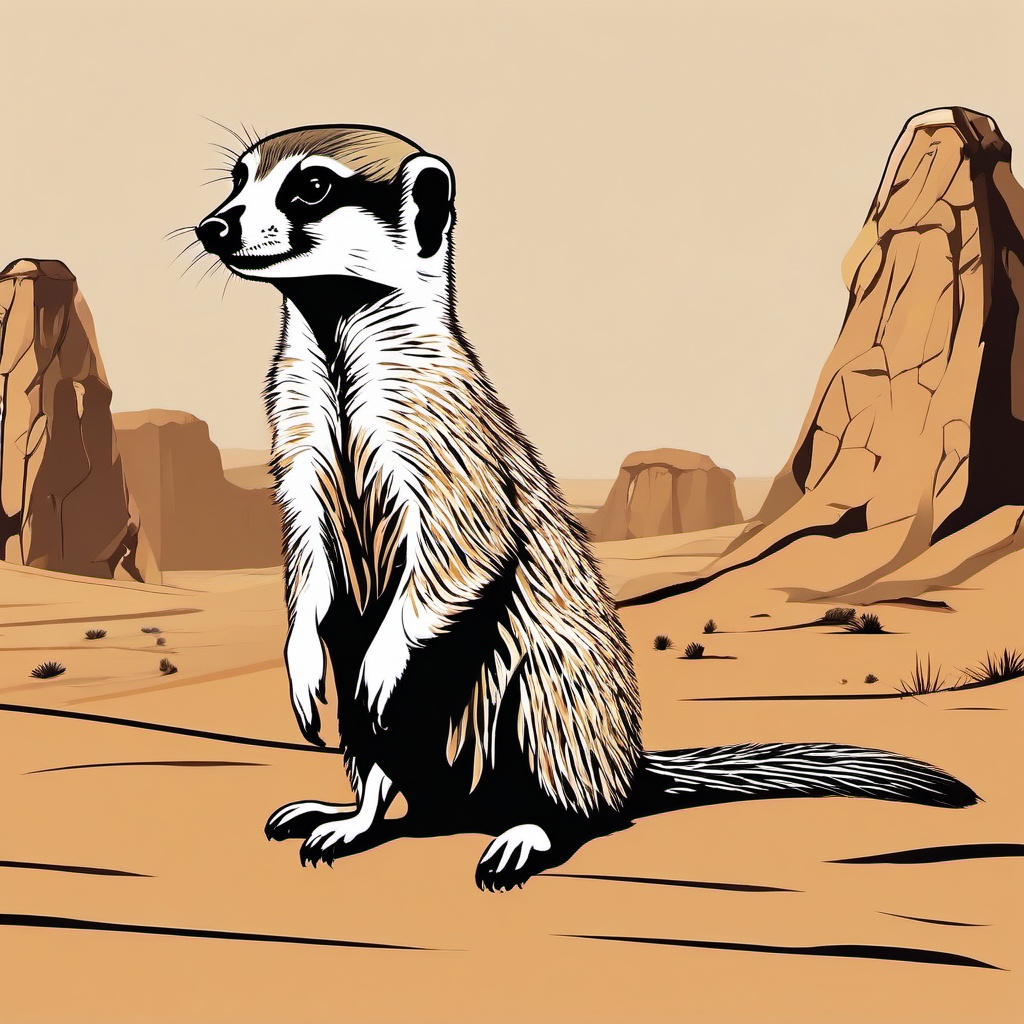 Meerkat clipart - Small, social mongoose in arid regions, ,vector color clipart,minimal