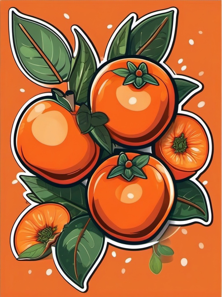 Persimmon Sticker - Sweet and vibrant, a persimmon-colored burst of goodness, , sticker vector art, minimalist design