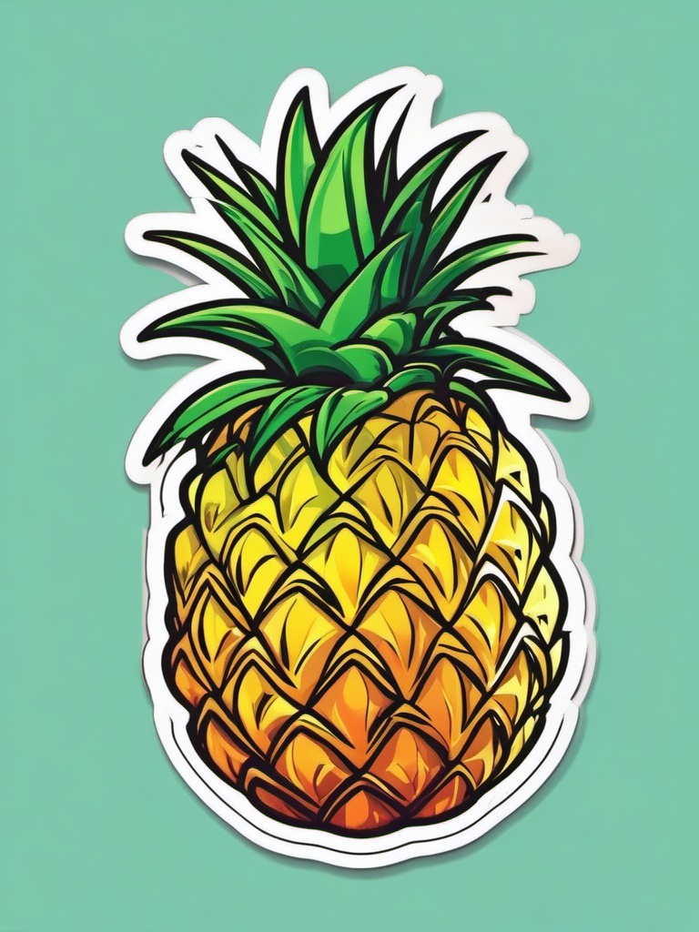 Cheerful Pineapple sticker- Tropical Delight, , color sticker vector art