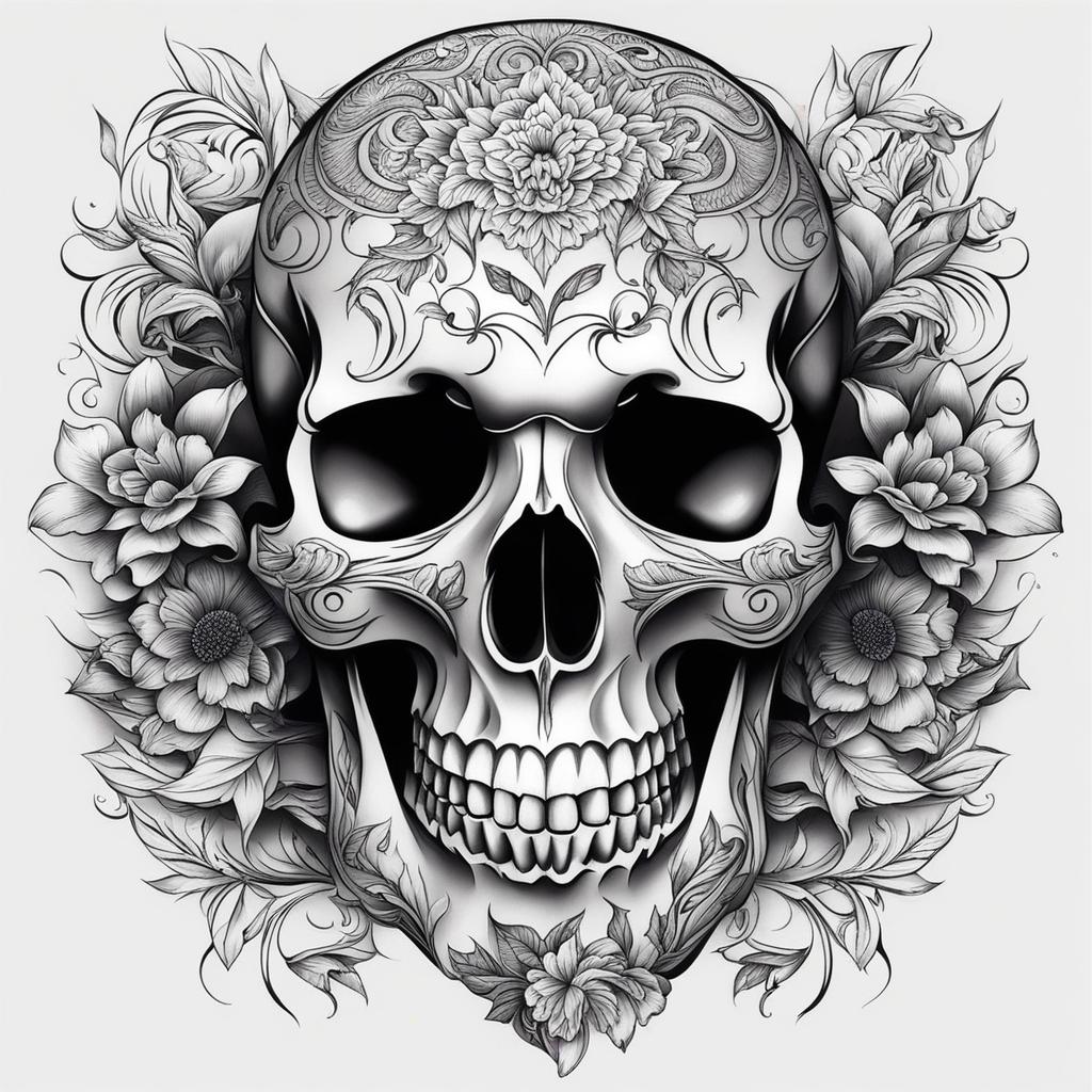 skull tattoo designs no skin,white background