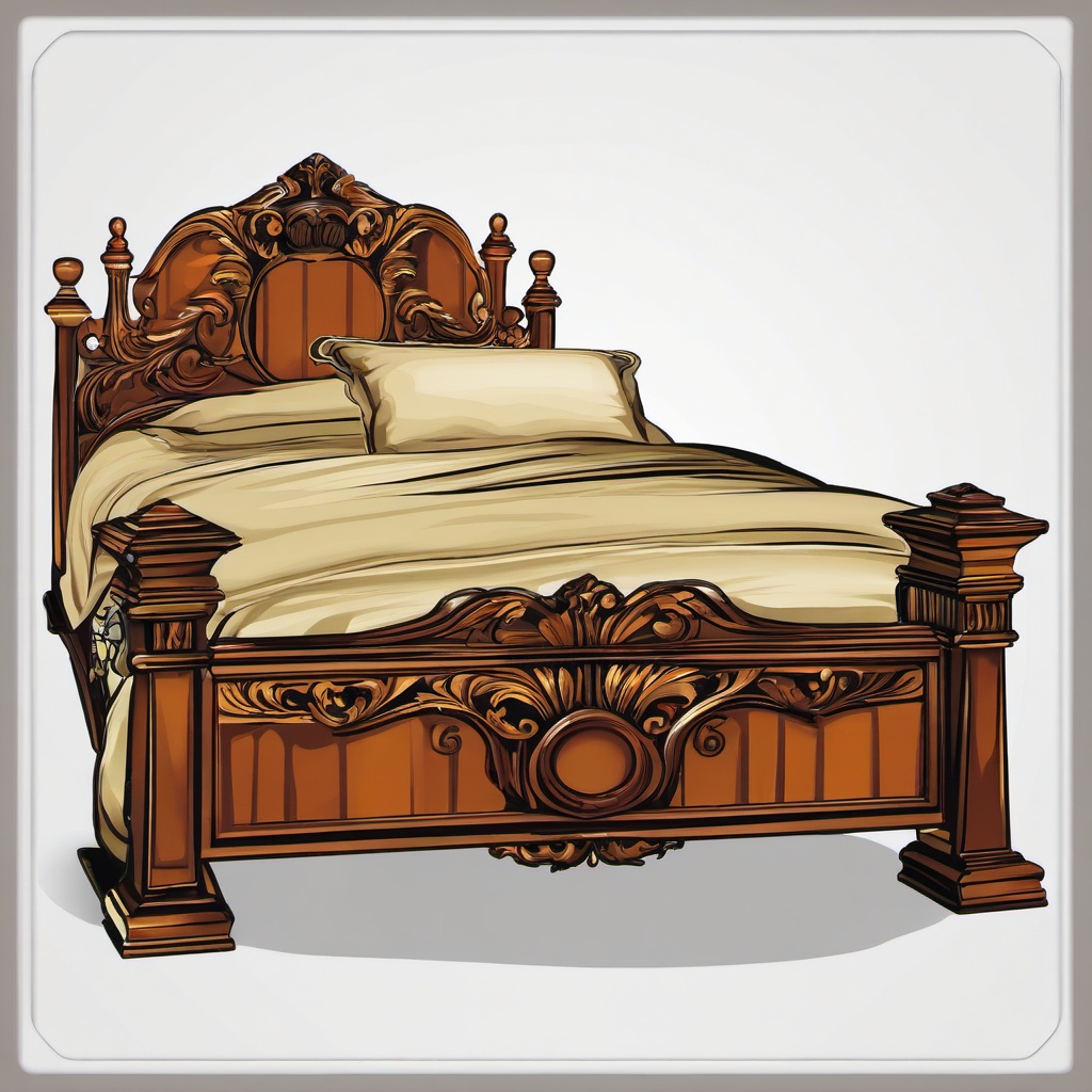 Bed clipart - bed with an artistic headboard  