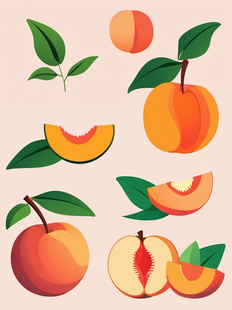 Peach Half Clipart - Half of a juicy peach fruit.  color vector clipart, minimal style