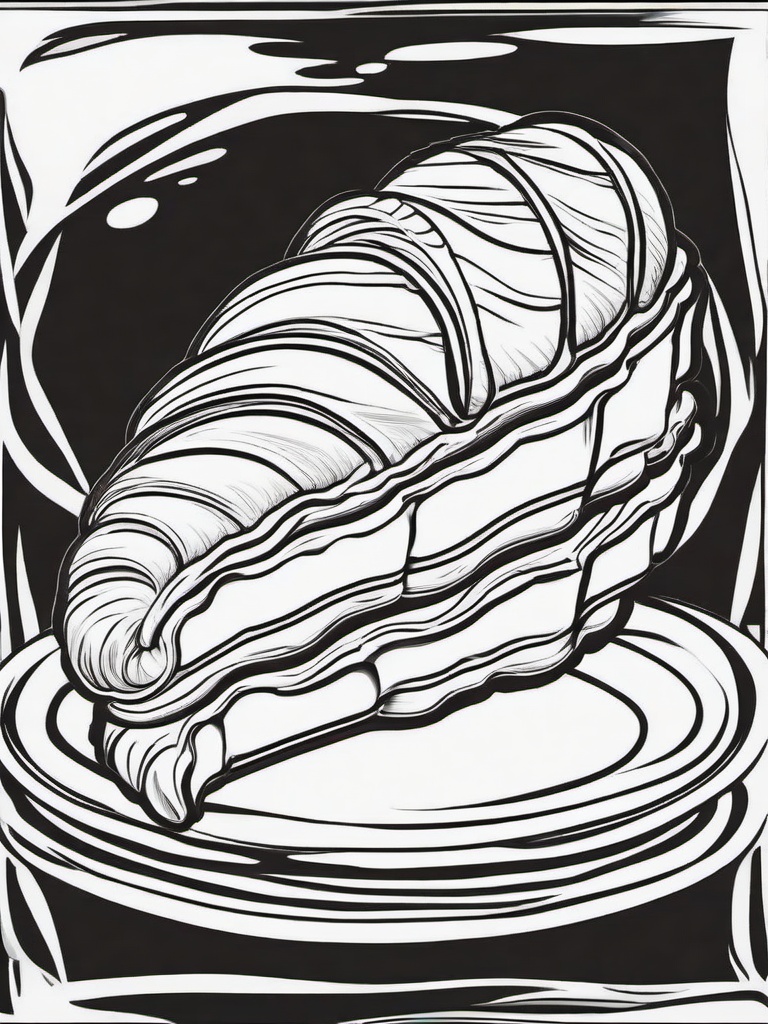 Food Coloring Pages - Croissant with a flaky, buttery texture  simple coloring pages