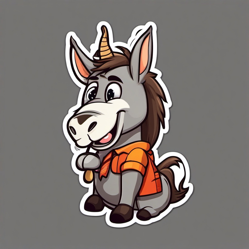 Donkey cartoon - hardworking animal with big ears  cartoon sticker style