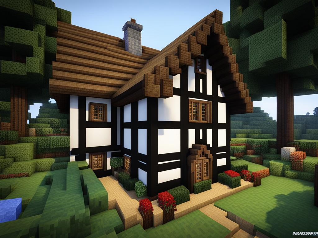 traditional tudor-style cottage with half-timbered walls - minecraft house design ideas minecraft block style