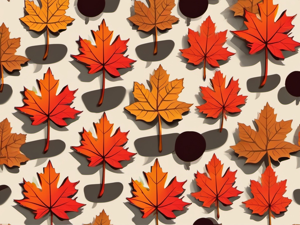 Maple Leaf Sticker - Autumn vibes, ,vector color sticker art,minimal