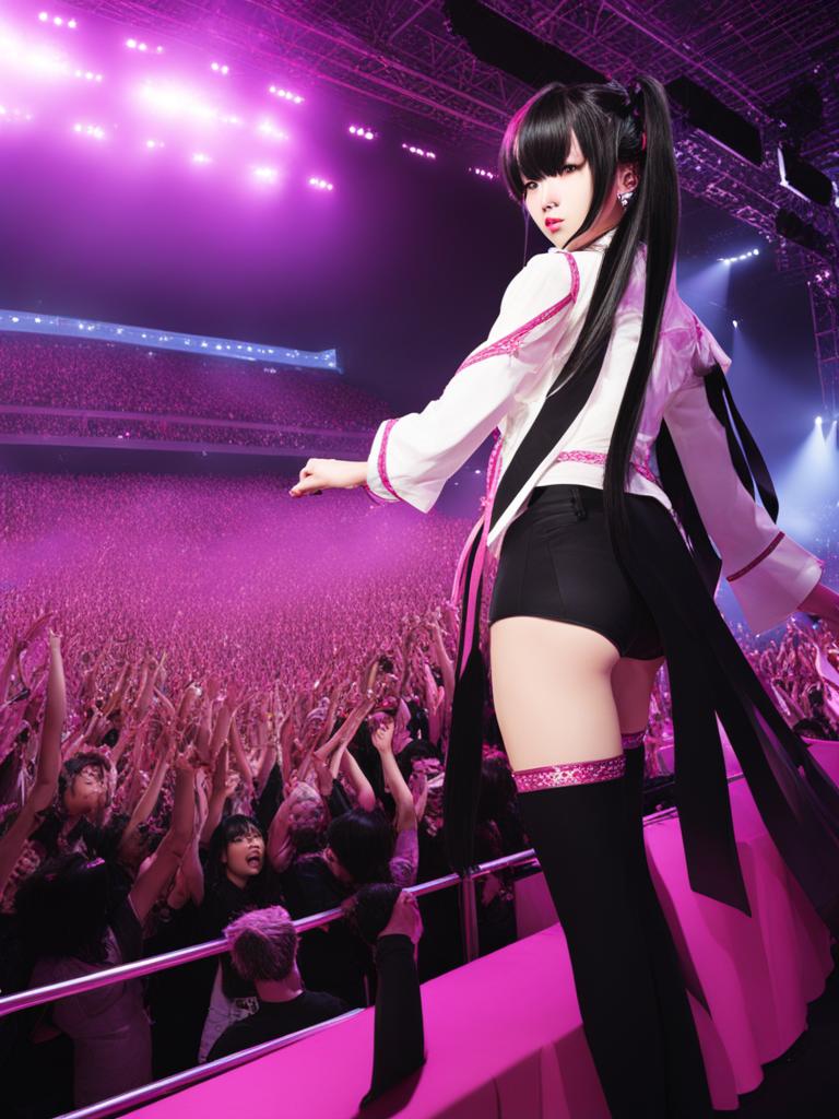 nico yazawa - commands a massive idol concert, captivating a sea of adoring fans. 