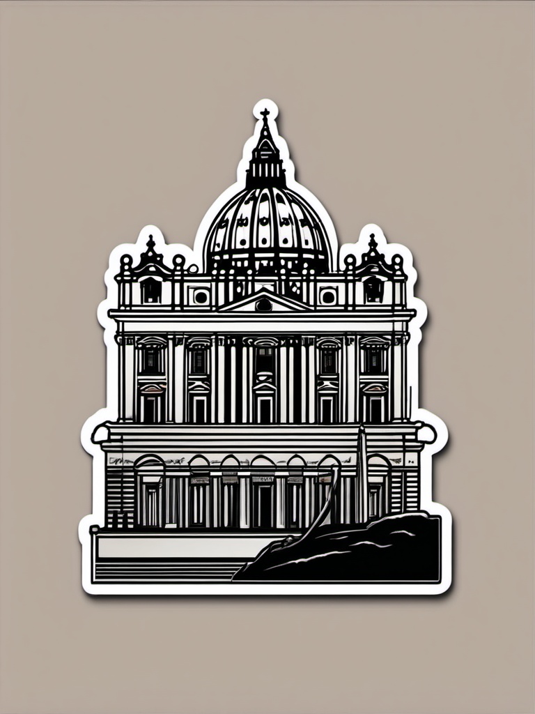 Vatican City sticker- Smallest independent state in the world, home to St. Peter's Basilica, , sticker vector art, minimalist design