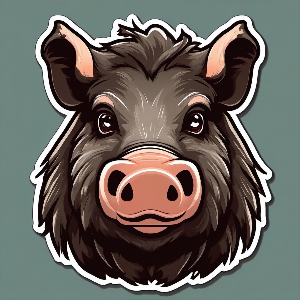 Boar cartoon - wild pig with tusks  cartoon sticker style