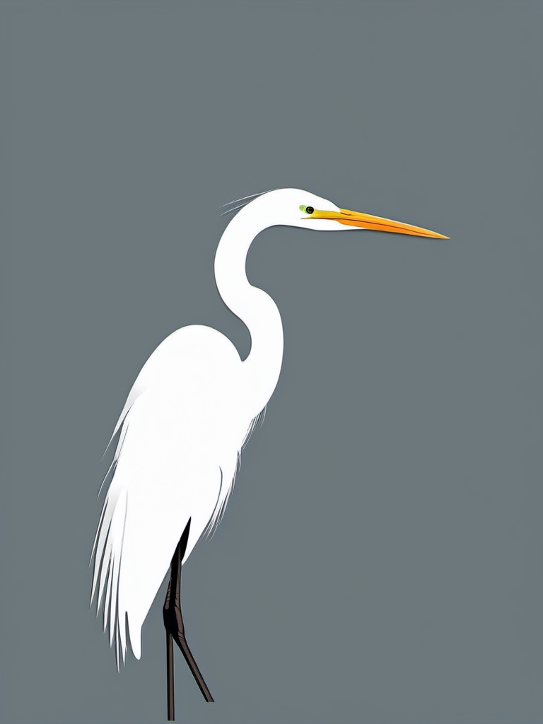 Great Egret Sticker - A great egret with elegant white feathers and long legs, ,vector color sticker art,minimal