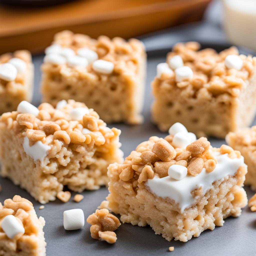 a warm and comforting rice krispie treat, gooey with melted marshmallows and crispy rice cereal. 