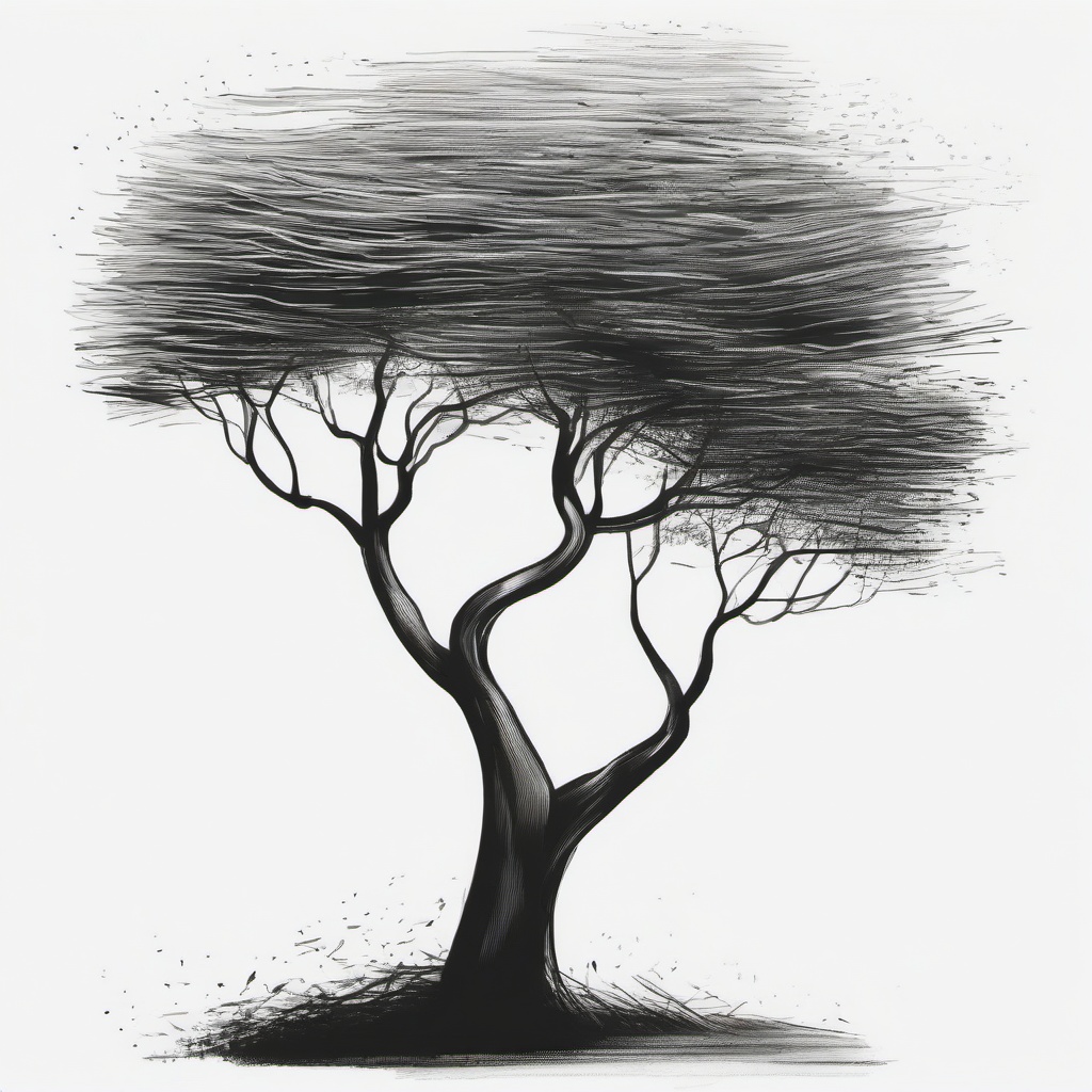 simple drawing of a tree  minimal rough sketch scribbles,doodles,black and white