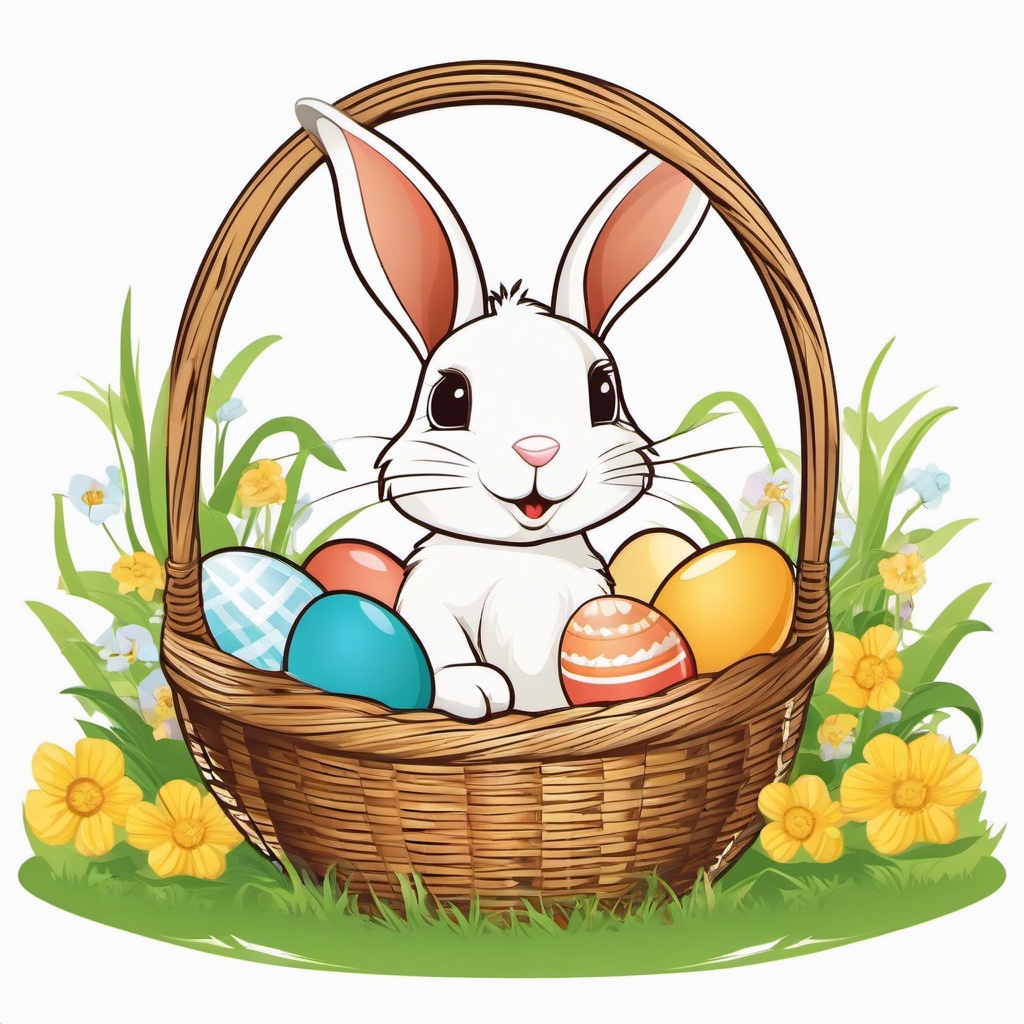 Bunny clipart - bunny with a basket of eggs  