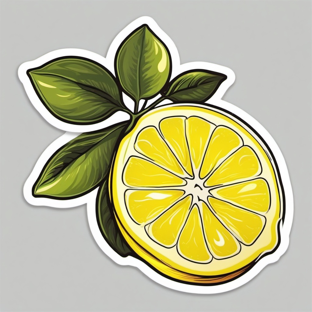 Lemon Sticker - Yellow lemon for a citrusy touch, ,vector color sticker art,minimal