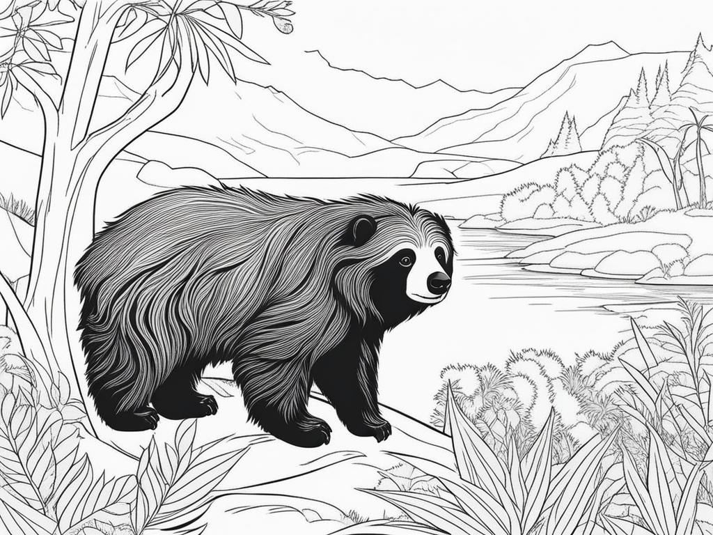 sloth bears cute animals coloring page 