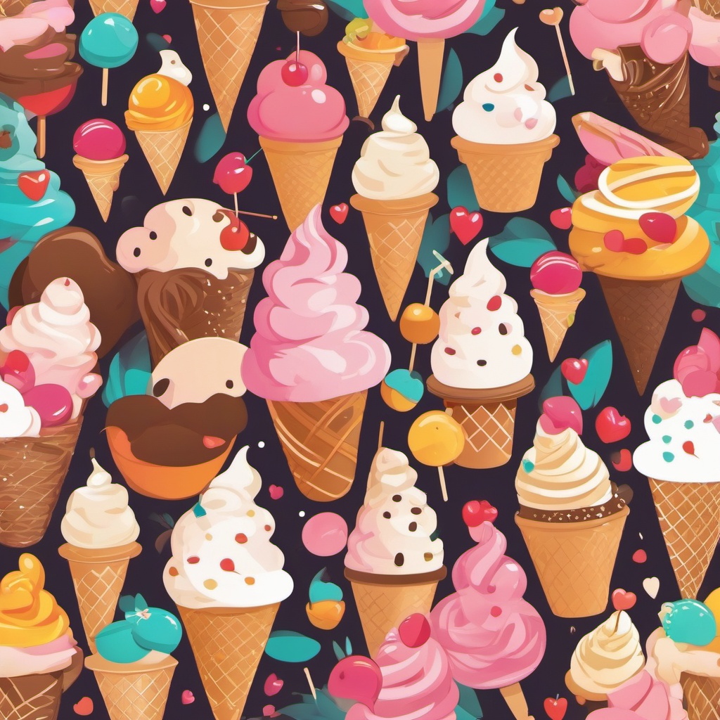 Cute Wallpapers for Computer - Cartoon Characters Enjoying Ice Cream wallpaper, abstract art style, patterns, intricate