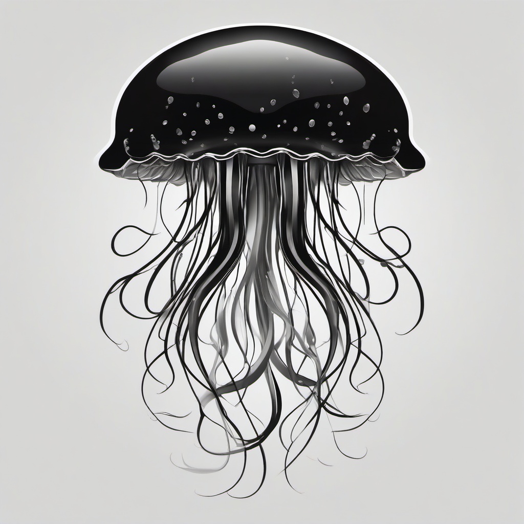 Black and Grey Jellyfish Tattoo - A refined and elegant grayscale jellyfish design.  minimalist color tattoo, vector