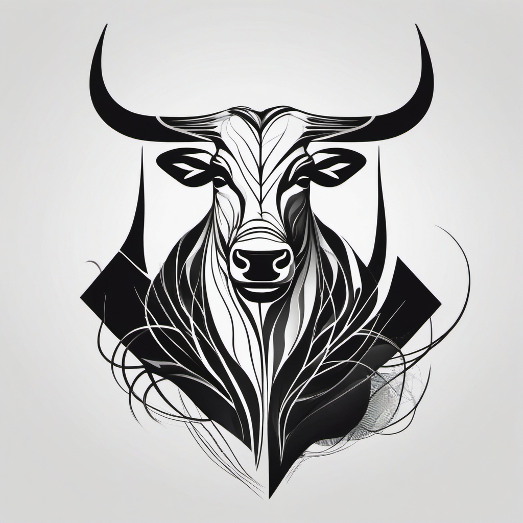 Abstract bull roots tattoo. Deep-seated connection to power.  minimalist black white tattoo style