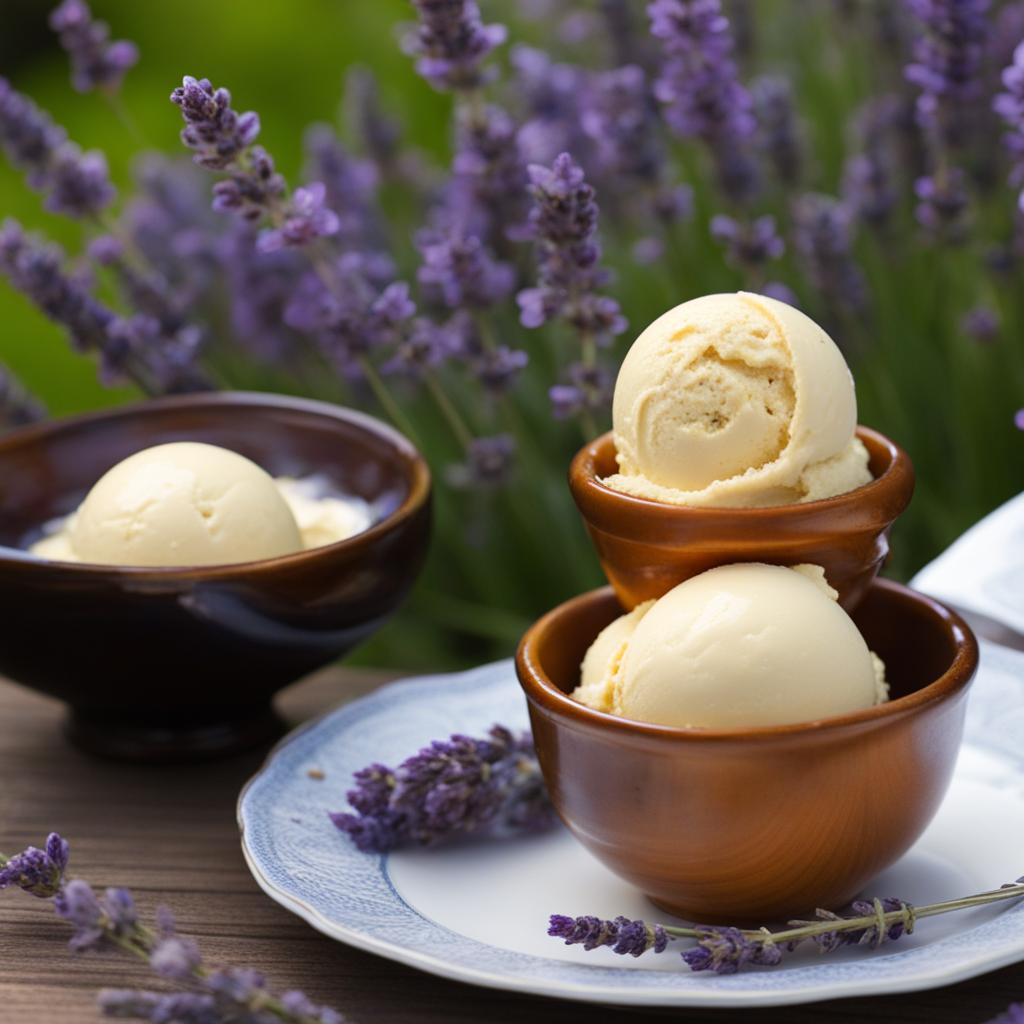 lavender honey ice cream relished at a serene garden tea party. 