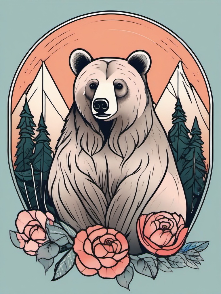 feminine mama bear tattoo  simple vector color tattoo