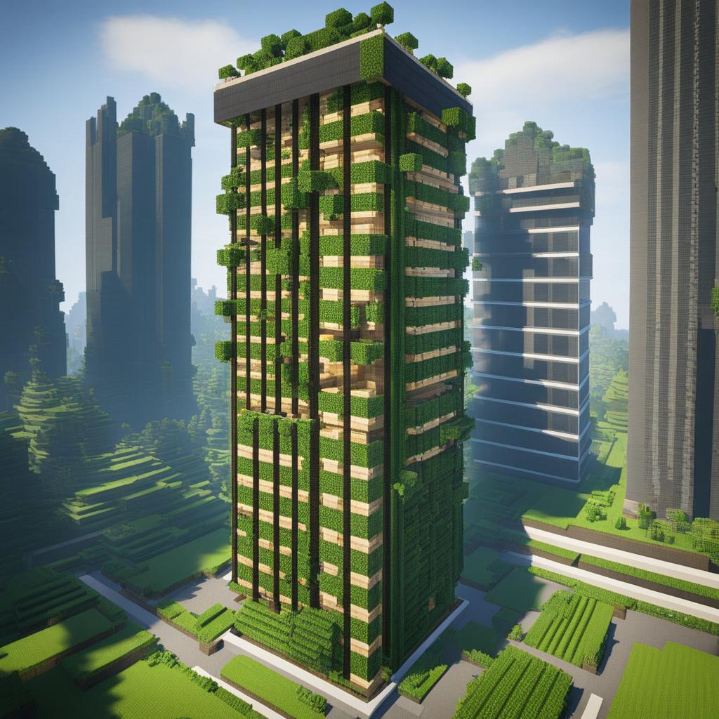 vertical farming skyscraper using aeroponics for food production - minecraft house design ideas minecraft block style