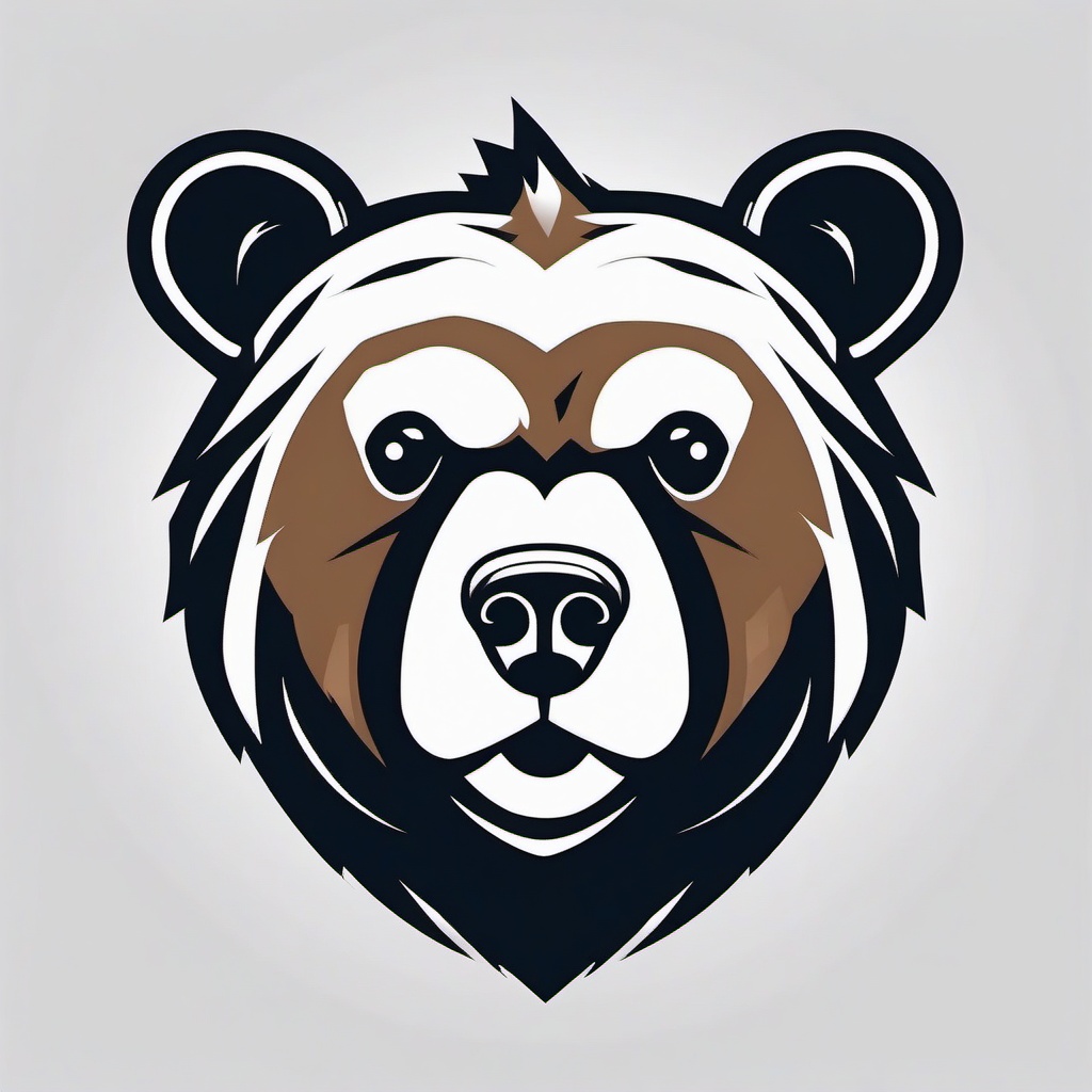 Bear mascot minimalist design, white background, professional color logo vector art