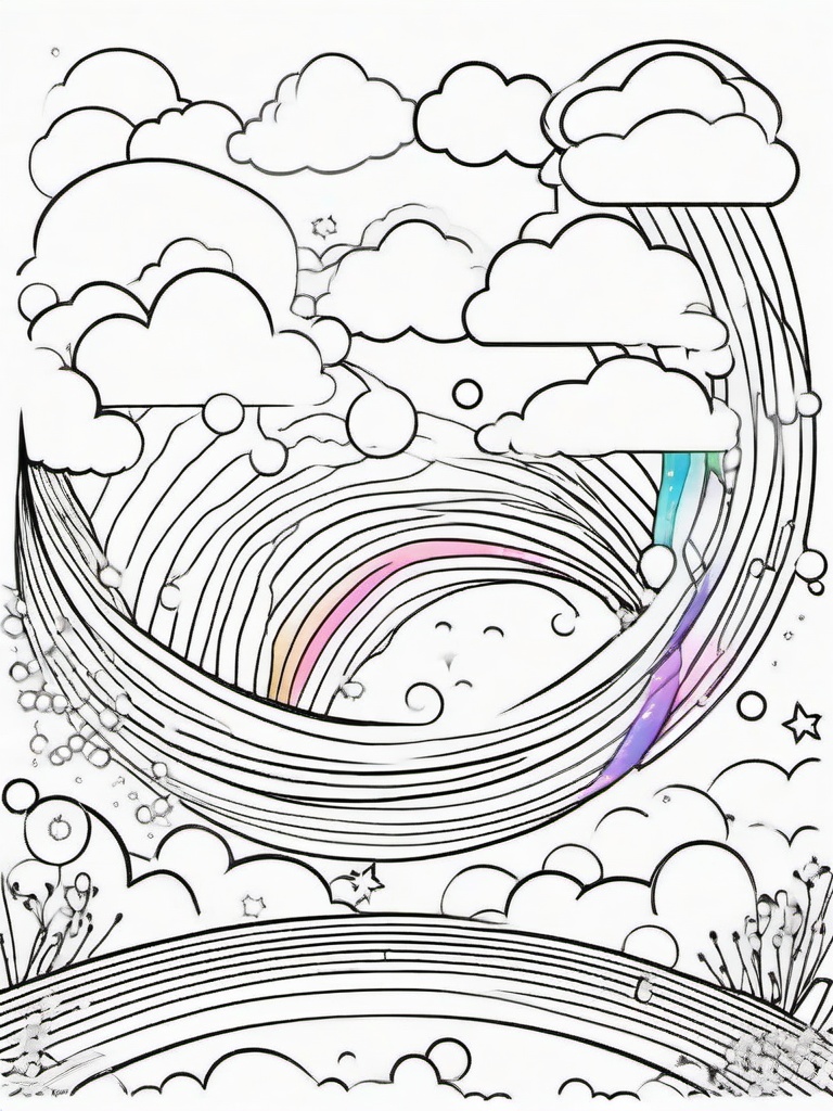 Rainbow Coloring Page - Rainbow splashed across a dreamy sky.  easy,simple,minimal,coloring pages,black and white outline