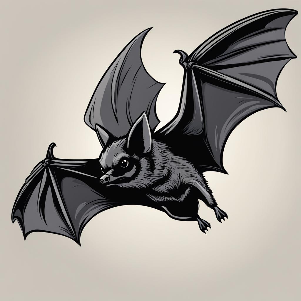 bat clipart - a nocturnal and winged bat in flight. 