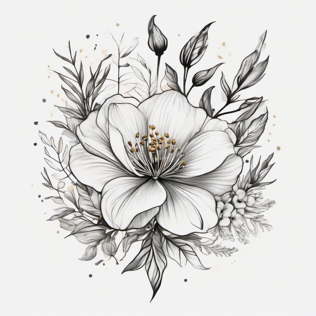 Libra Birth Flower Tattoo-Floral tattoo representing the birth flower associated with the Libra zodiac sign.  simple color tattoo,white background
