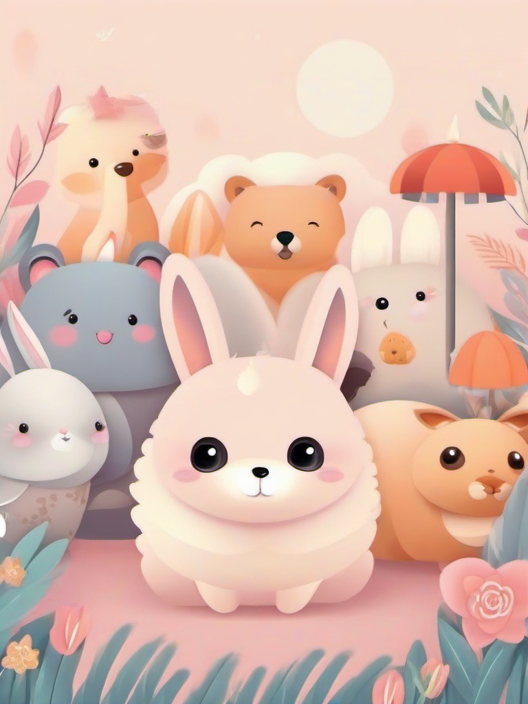 Kawaii Animals Wallpaper - Lovable animals in soft colors  ,mobile iphone background wallpaper