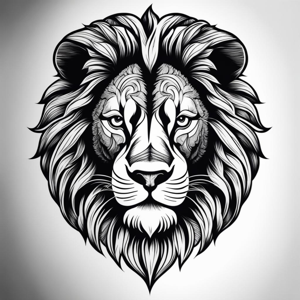 majestic lion tattoo design symbolizing strength, courage, and leadership. 