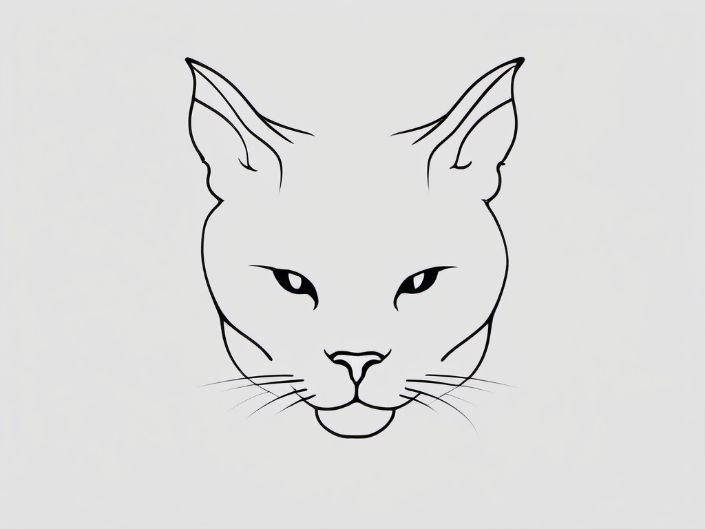 Cat Ear Outline Tattoo - Tattoo featuring an outline of a cat's ears.  minimal color tattoo, white background