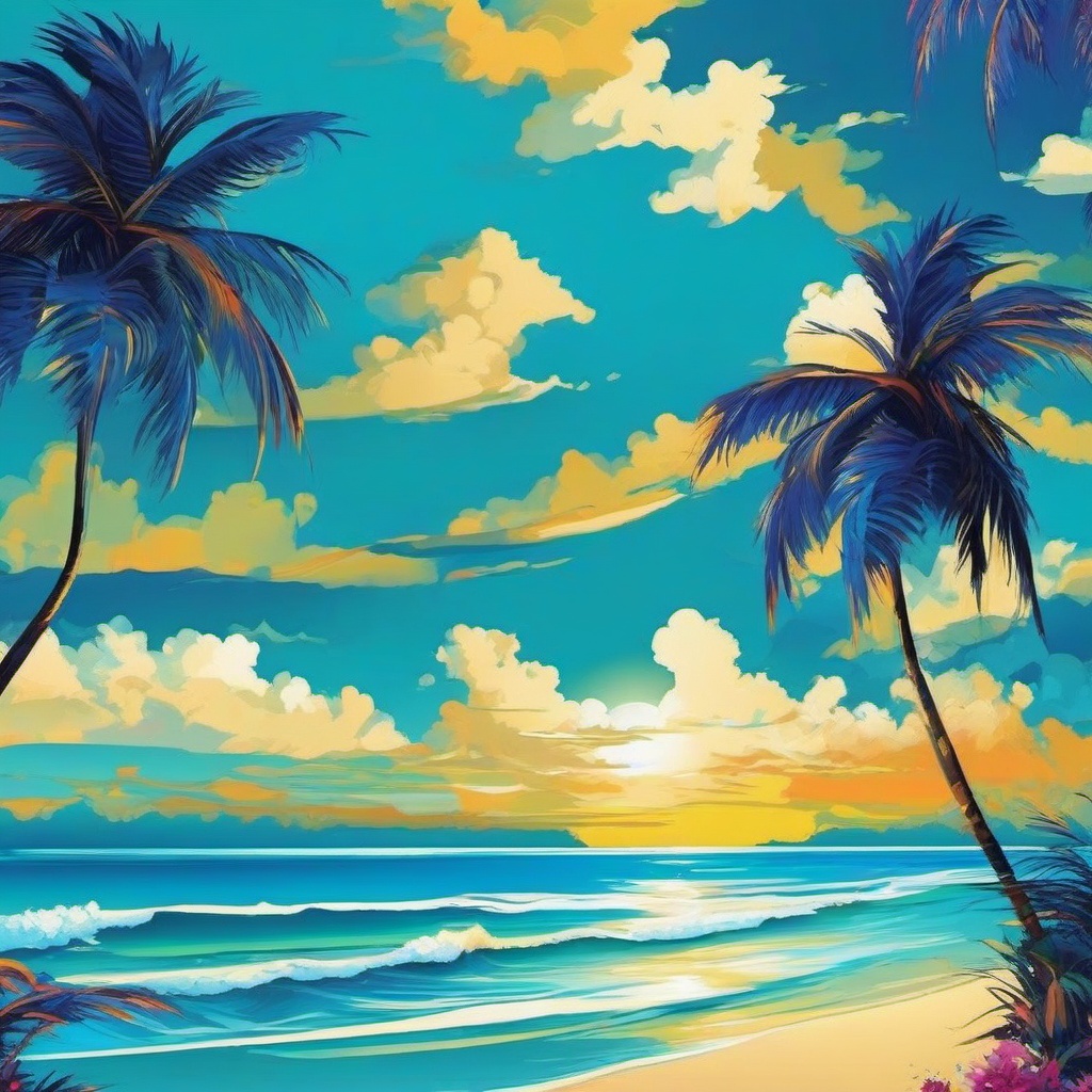 Blue Wallpapers - Caribbean Beaches in the Bahamas wallpaper splash art, vibrant colors, intricate patterns