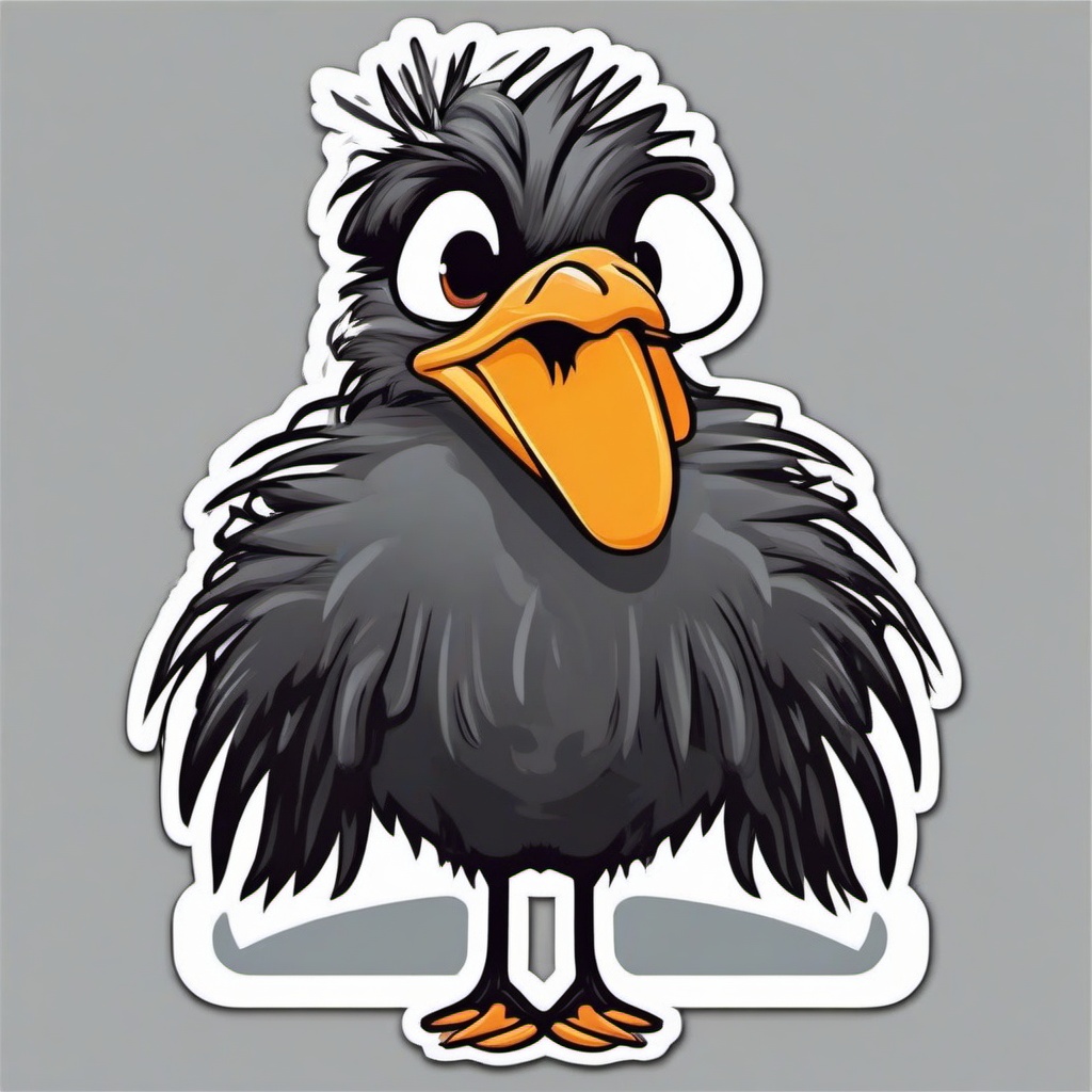 Emu cartoon - large, flightless bird similar to an ostrich  cartoon sticker style