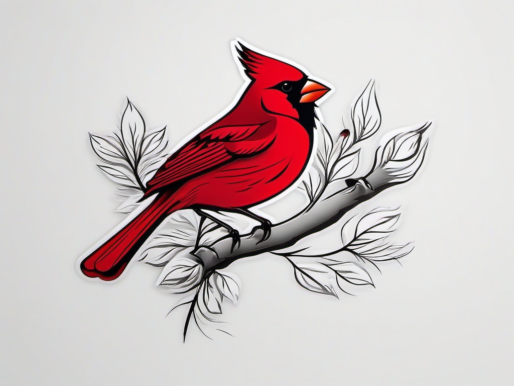 Cardinals Tattoo - Red cardinal tattoo  minimalist tattoo design, white background