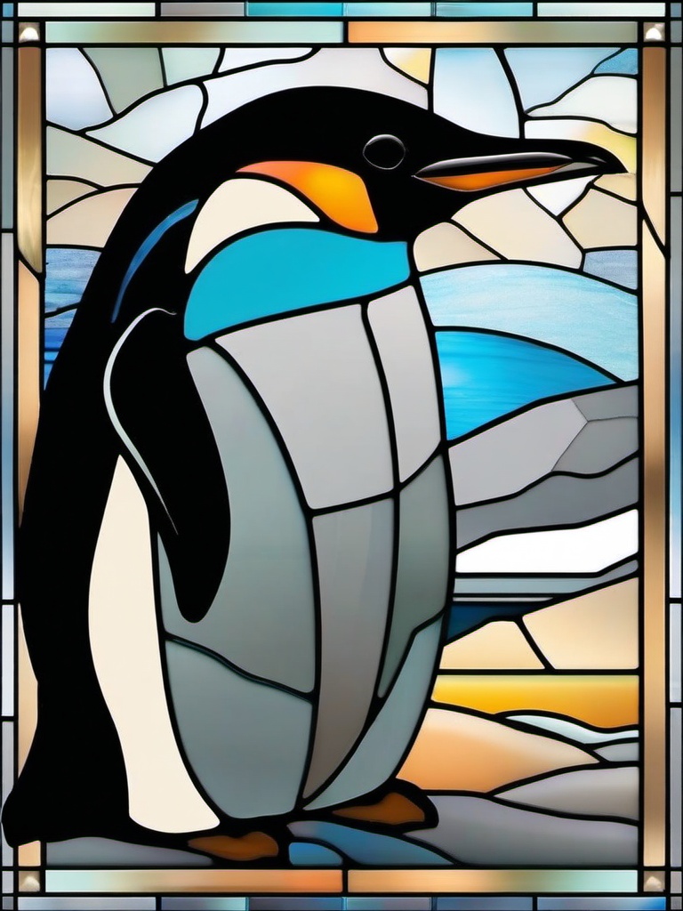 Stained Glass Penguin - Bring a touch of Antarctic charm with stained glass penguin designs, featuring these adorable birds in vibrant and detailed compositions.  