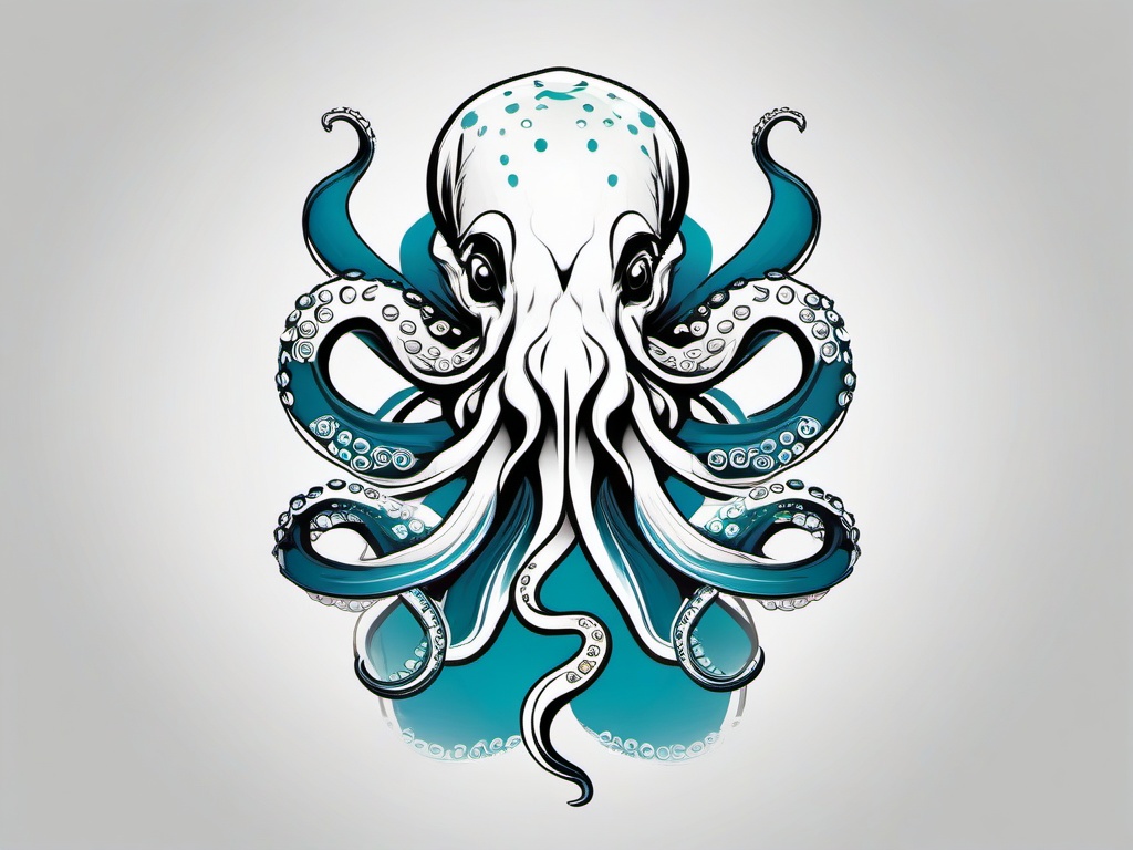 Octopus Calf Tattoo - Showcase creativity and uniqueness with a calf tattoo featuring a captivating octopus design.  simple vector color tattoo,minimal,white background