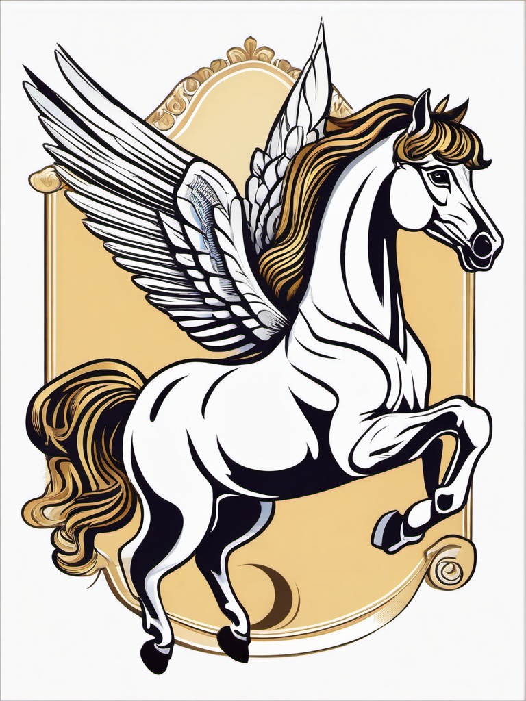 Pegasus clipart - Winged horse from Greek mythology in the air, ,color clipart vector style